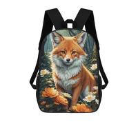 sinyumoney The Fox And The Flowers Zaino Scolastico Per Bambini, Stampato in 3D, Borsa Scolastica Alla Moda, Borsa Scolastica Casual Per Ragazzi, Studenti Delle Scuole Elementari E Medie 17inch