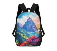 sinyumoney The Pitons Soufriere Art Zaini Stampati in 3D Per Bambini, Zaini Scolastici, Borse Scolastiche, Zaini Alla Moda Per Ragazzi, Studenti Delle Scuole Elementari E Medie 17inch
