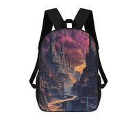 sinyumoney The Polaris Sword - Zaino scolastico per adolescenti, stampa 3D, regolabile, con tasche alla moda, per bambini, ragazzi, ragazze, studenti e adolescenti, Fantasy Mountain Ruin, 17"