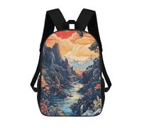sinyumoney The Polaris Sword - Zaino scolastico per adolescenti, stampa 3D, regolabile, con tasche alla moda, per bambini, ragazzi, ragazze, studenti e adolescenti, Surreal River Valley, 17"