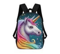 sinyumoney The Rainbow Dragon - Zaino scolastico per ragazze e ragazzi, con tasca, zaino alla moda per bambini, Unicorn Sweet, 17"
