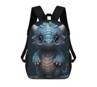 sinyumoney The Rainbow Dragon - Zaino scolastico per ragazze e ragazzi, con tasca, zaino alla moda per bambini, Blue Tiny Dragon, 17"