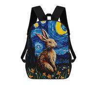 sinyumoney The Starry Night Rabbit Zaino Scolastico Zaino Per Bambini Borsa Scolastica Di Grande Capacità Zaino Per Bambini Per La Scuola Zaino 3D Borsa Per Libri Regali Per Bambini 17inch