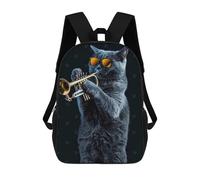 sinyumoney The Summoning - Zaino per bambini, 3D, per scuola, zaino per bambini, zaino casual, borsa per libri alla moda, Russian Blue Trumpet, 17"
