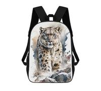 sinyumoney Tiny Fish Zaino scolastico per ragazze e ragazzi, grande zaino leggero per bambini e studenti, Snow Leopard in Watercolor, 17"