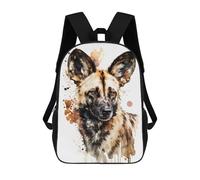 sinyumoney Tiny Fish Zaino scolastico per ragazze e ragazzi, grande zaino leggero per bambini e studenti, Wild African Dog, 17"