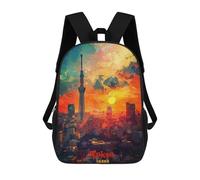 sinyumoney Tokyo Art Zaini Stampati in 3D, Borsa Scolastica Casual Per Bambini, Borsa Scolastica Alla Moda Per Ragazzi, Studenti Delle Scuole Medie 17inch