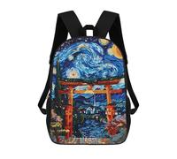 sinyumoney Torii Gate Stary Night Art Zaino Scolastico Stampato in 3D Per Bambini, Zaino Scolastico Casual Alla Moda Per Bambini Studenti 17inch