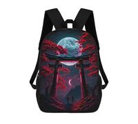 sinyumoney Torii Gate Under Full Moon Zaino Per Bambini, Zaino Scolastico Per Bambini, Zaini Scolastici Stampati in 3D Per Ragazzi E Studenti Adolescenti 17inch