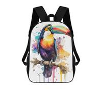 sinyumoney Toucan in Watercolor Zaino Scolastico Per Bambini, Borsa Scolastica Stampata in 3D Per Ragazzi, Studenti Delle Scuole Elementari E Medie 17inch