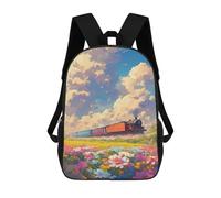 sinyumoney Train Journey Through Flower Fields Zaino Scolastico Stampato in 3D Per Bambini, Zaino Scolastico Casual Alla Moda Per Bambini Studenti 17inch