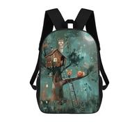 sinyumoney Treehouse Dreams - Forest Magic at Night Stampa Zaino Per Bambini, Borsa Scolastica Per Adulti E Bambini, Zaino Da Viaggio Per Tutti I Giorni 17inch