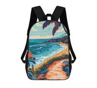 sinyumoney Tropical Beach Path Zaino Scolastico Per Bambini Alla Moda Casual Zaini Per Bambini Stampati in 3D Borse Scolastiche Per Ragazzi Zaino Grande 17inch