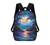 sinyumoney Tropical Sunset Beach Zaino Scolastico Per Bambini, Stampato in 3D, Borsa Scolastica Alla Moda, Borsa Scolastica Casual Per Ragazzi, Studenti Delle Scuole Elementari E Medie 17inch