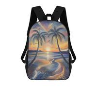 sinyumoney Tropical Sunset in Pointillist Style Zaini Per Bambini, Zaino Scolastico Alla Moda, Borsa Scolastica Stampata in 3D Per Ragazzi, Studenti Delle Scuole Elementari E Medie 17inch