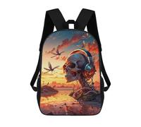 sinyumoney Twilight Music Skull Zaino Scolastico Alla Moda Per Studenti, Adatto A Ragazzi E Ragazze, Ideale Per Viaggi All'aperto E Attività Ricreative. 17inch