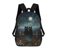 sinyumoney Two Black Cats Under Moonlight Zaino Per Bambini Stampato in 3D Zaino Scolastico Per Bambini Ad Alta Capacità Zaini Da Viaggio Borse Per Libri Zaino Scolastico Per Bambini 17inch