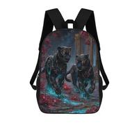 sinyumoney Two Black Panthers in Floral Landscape Zaini Casual Per Bambini, Borse Scolastiche Per Ragazzi E Ragazze, Zaini Per Libri, Zaini 17inch