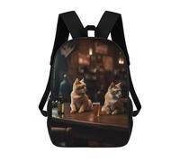 sinyumoney Two Cats Bar Beer Drinking Zaino Scolastico Stampato in 3D, Borse Scolastiche Per Ragazzi E Ragazze, Zaino Per Laptop Per Bambini/studenti/adulti 17inch