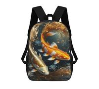 sinyumoney Two Fish in Harmony Zaini Per Bambini, Zaini Scolastici Personalizzati 3D Per Ragazzi E Ragazze, Zaini Scolastici Grandi, Zaini Casual Da Giorno 17inch