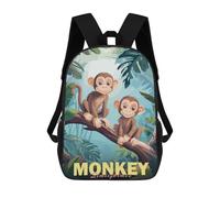 sinyumoney Two Monkeys in Jungle Zaino Scolastico Per Bambini Stampato in 3D, Zaini Da Viaggio Ad Alta Capacità, Borse Per Libri, Zaini Scolastici Per Bambini 17inch