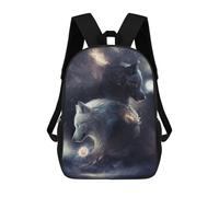 sinyumoney Two Wolves in The Moonlight Zaini Scolastici Per Bambini Stampati in 3D, Zaini Casual Per La Scuola, Zaini Da Viaggio Ad Alta Capacità Per Bambini 17inch