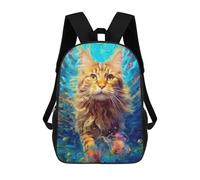 sinyumoney Underwater Cat 3 Zaini Stampati in 3D Per Bambini, Zaini Scolastici, Borse Scolastiche, Zaini Alla Moda Per Ragazzi, Studenti Delle Scuole Elementari E Medie 17inch