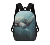 sinyumoney Underwater Encounter with Giant Turtle Zaino Scolastico Per Ragazze E Ragazzi, Zaini Di Grande Capacità, Zaini Leggeri Per Bambini E Studenti 17inch