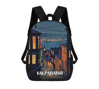 sinyumoney Valparaiso Chile Night Cityscape Art Zaino Per Bambini, Borsa Scolastica Per Ragazzi E Adolescenti, Regalo, Zaino Da Viaggio, Zaino Scolastico, Borsa Per Libri 17inch