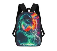 sinyumoney Vibrant Astronaut Helmet Artwork Zaino Per Bambini Borsa Scolastica Per Ragazzi Cartone Animato Stampa 3D Borsa Scolastica Per Studenti Zaino Per Laptop Per Ragazzi E Ragazze 17inch