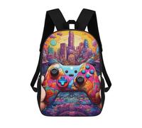 sinyumoney Vibrant Cityscape Controller Artwork -1 Zaino Scolastico Stampato in 3D, Borse Scolastiche Per Ragazzi E Ragazze, Zaino Per Laptop Per Bambini/studenti/adulti 17inch