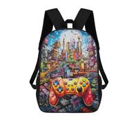 sinyumoney Vibrant Cityscape with Gaming Controller Zaini Stampati in 3D Per Bambini, Zaini Scolastici, Borse Scolastiche, Zaini Alla Moda Per Ragazzi, Studenti Delle Scuole Elementari E Medie 17inch