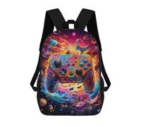 sinyumoney Vibrant Gaming Controller Artwork -46 Zaino Scolastico Per Bambini Da 17 Pollici, Zaino Casual Da Viaggio Per Ragazzi E Ragazze, Zaino Da Giorno Di Grande Capacità 17inch