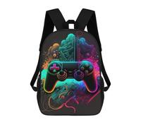 sinyumoney Vibrant Neon Gaming Controller Art Zaino Per Bambini, Zaino Scolastico Stampato in 3D, Zaino Per Ragazzi E Ragazze, Borsa Scolastica Regolabile Per La Scuola Primaria 17inch