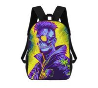 sinyumoney Vibrant Neon Skull Artwork Zaini Scolastici Per Bambini Stampati in 3D, Zaini Casual Per La Scuola, Zaini Da Viaggio Ad Alta Capacità Per Bambini 17inch