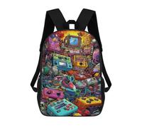 sinyumoney Vibrant Retro Gaming Collage -6 Zaini, Zaino Per Bambini, Borsa Scolastica Per Studenti, Zaini Da Viaggio Stampati in 3D, Zaino Accessorio Moda, Zaini Impermeabili Per Bambini 17inch