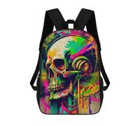 sinyumoney Vibrant Skull Graffiti Art Stampa Zaino Per Bambini, Borsa Scolastica Per Adulti E Bambini, Zaino Da Viaggio Per Tutti I Giorni 17inch
