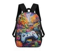 sinyumoney Video Game Controller in A Lush Jungle Zaino Per Bambini Borsa Scolastica Per Ragazzi Cartone Animato Stampa 3D Borsa Scolastica Per Studenti Zaino Per Laptop Per Ragazzi E Ragazze 17inch