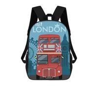 sinyumoney Visit London with Bus Zaino, Zaino Per Bambini, Borsa Scolastica Per Studenti, Zaino Per Libri, Borsa Scolastica Stampata in 3D Per Ragazzi E Ragazze 17inch
