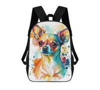 sinyumoney Watercolor Baby Monkey Zaino Bambino Stampato 3D Borsa Scuola Per Ragazzi Zaino Cool E Casual Divertente Zaino Per Bambini E Adolescenti, Watercolor Chihuahua Dog, 17"