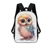 sinyumoney Watercolor Baby Monkey Zaino Bambino Stampato 3D Borsa Scuola Per Ragazzi Zaino Cool E Casual Divertente Zaino Per Bambini E Adolescenti, Watercolor Baby Owl Art, 17"