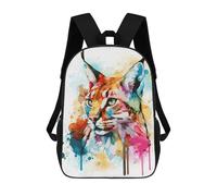 sinyumoney Watercolor Baby Monkey Zaino Bambino Stampato 3D Borsa Scuola Per Ragazzi Zaino Cool E Casual Divertente Zaino Per Bambini E Adolescenti, Watercolor Bobcat Painting, 17"