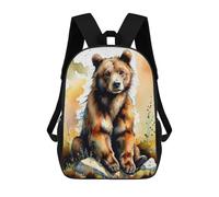 sinyumoney Watercolor Brown Bear Zaino Scolastico, Zaino Per Libri, Zaini Per Bambini Stampati in 3D, Zaini Per Bambini, Zaini Scolastici Per Bambini, Zaini Da Viaggio 17inch