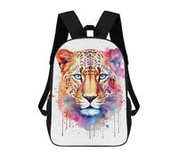 sinyumoney Watercolor Leopard Face Zaini Stampati in 3D Per Bambini, Zaini Scolastici, Borse Scolastiche, Zaini Alla Moda Per Ragazzi, Studenti Delle Scuole Elementari E Medie 17inch