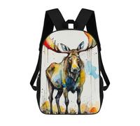 sinyumoney Watercolor Moose Zaino Per Bambini Zaino Divertente E Alla Moda Borsa Per Libri Per Ragazzi E Adolescenti Borse Scolastiche Stampate in 3D Per Ragazzi 17inch