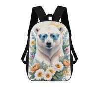 sinyumoney Watercolor Polar Bear Zaino Scuola Per Adolescenti Stampato 3D Regolabile Con Tasche Alla Moda Per Bambini Ragazzi Ragazze Studenti E Adolescenti, Watercolor Polar Bear, 17"