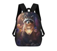 sinyumoney Watercolor Polar Bear Zaino Scuola Per Adolescenti Stampato 3D Regolabile Con Tasche Alla Moda Per Bambini Ragazzi Ragazze Studenti E Adolescenti, Magical Raccoon Cub, 17"