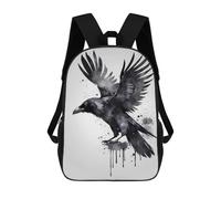 sinyumoney Watercolor Raven with Spread Wings Zaino Scolastico Per Bambini Stampato in 3D, Zaini Da Viaggio Ad Alta Capacità, Borse Per Libri, Zaini Scolastici Per Bambini 17inch