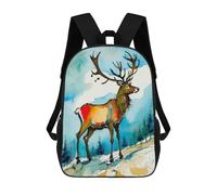sinyumoney Watercolor Reindeer in Winter Zaino Scolastico Alla Moda Per Studenti, Adatto A Ragazzi E Ragazze, Ideale Per Viaggi All'aperto E Attività Ricreative. 17inch