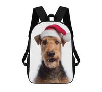 sinyumoney Welsh Terrier Dog with Santa Hat PortraitZaino Scolastico Per Bambini, Zaini Stampati in 3D, Zaini Alla Moda Per La Scuola Elementare E Media Per Ragazzi. 17inch